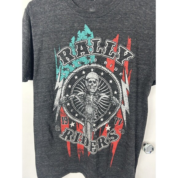 Live To Ride 1977 Size L Men’s Motorcycle Skeleton Biker Helix T-Shirt Vintage - Picture 3 of 5